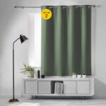 Lot de 2 rideaux occultants à ?illets 140 x 180 cm ? uni kaki Lot de 2 rideaux occultants à ?illets 140 x 180 cm ? uni kaki