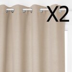 Lot de 2 rideaux occultants en polyester couleur taupe - dim : l. 260 x l. 140 cm Lot de 2 rideaux occultants en polyester couleur taupe - dim : l. 260 x l. 140 cm