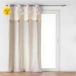 Lot de 2 rideaux a oeillets 140 x 240 cm polycoton uni + haut m�tallis� melisse
