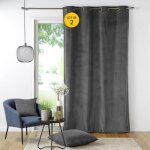 Lot de 2 rideau à oeillets 140 x 260 cm velours côtelé casual anthracite Lot de 2 rideau à oeillets 140 x 260 cm velours côtelé casual anthracite