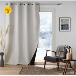 Lot de 2 rideaux  oeillets coupe froid 140 x 260 cm jacquard polarine naturel
