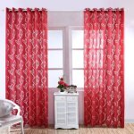Lot de 2 rideau voilage - d�coration de maison - 100 x 250 cm - rouge