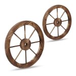 Relaxdays roues dcoratives en bois lot 2 dcoration jardin terrasse roue chariot rustique style far ...