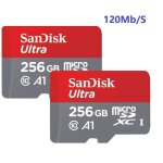 Lot de 2 sandisk ultra 256 go carte mmoire micro sd sdxc microsdxc class 10 uhs - i 120mb / s