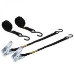 Lot de 2 sangles darrimage  cliquet et 2 crochets s - 25 mm x 5 m - noir - linxor