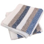 Lot de 2 serviettes invité 33x50 cm coton collection vista blanc bleu Lot de 2 serviettes invité 33x50 cm coton collection vista blanc bleu