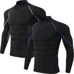 Lot de 2 t - shirts de compression  manches longues pour homme noir