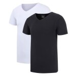 Lot de 2 t - shirt homme col v manches courtes stretch tee shirt slim fit tops d�t� couleur unie - blanc ...