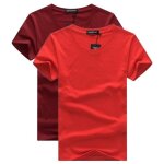 Lot de 2 t - shirt homme manches courtes col rond tee shirt coupe droite couleur unie - bordeaux / rouge ...