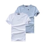 Lot de 2 t - shirts homme manches courtes col v casual tee shirt dt couleur unie - gris / blanc