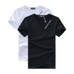 Lot de 2 t - shirt homme manches courtes col v t casual tee shirt top coupe droite respirant - blanc ...