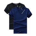 Lot de 2 t - shirt homme manches courtes col v �t� casual tee shirt top coupe droite respirant - noir ...