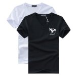 Lot de 2 t - shirt homme manches courtes col v tee shirt ete imprim grande taille - blanc / noir
