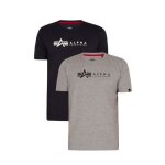 Lot de 2 t - shirts  motif dtiquettes alpha industries pour homme - gris - manches courtes - coton