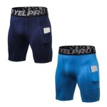 Lot de 2 short de sport homme compression secher rapide running fitness - bleu fonce / bleu
