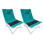 Lot de 2 siges de plage pliables - obeach - acier - textilne - bleu