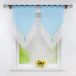 Lot de 2 store bateau romain de fen�tre voilages � double couche transparent en polyester � passants ...