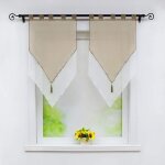 Lot de 2 store bateau romain de fen�tre voilages � double couche transparent en polyester � passants ...