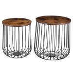 Lot de 2 tables dappoint errano paniers en m�tal tables � caf� tables basses rondes bouts de canap� vintage ...
