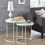 Lot de 2 tables dappoint leyre tables basses gigognes tables � caf� design industriel plateau rond en ...