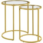 Lot de 2 tables de table dappoint rondes tables basses gigognes bouts de canap en verre et mtal salon ...