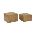 Lot de 2 tables basses carr�es effet ch�ne sylva l 58 x l 58 x h 40cm / l 50 x l 50 x h 33cm