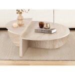Lot de 2 tables basses - effet travertin beige - aloeva
