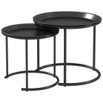 Tables basses gigognes - homcom - lot de 2 rondes cadre acier plateaux amovibles - acier - � 43 / 35cm ...