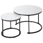 Lot de 2 tables basses gigognes rondes table de salon plateau mdf et pièds en métal bout de canapé robuste ... Lot de 2 tables basses gigognes rondes table de salon plateau mdf et pièds en métal bout de canapé robuste ...