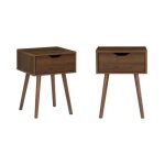 Table de chevet décor bois teinté noyer 1 tiroir (lot de 2) nepal Table de chevet décor bois teinté noyer 1 tiroir (lot de 2) nepal