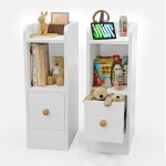 Lot de 2 table de chevet troite - vivolilv - blanc - 1 tiroir 1 niche - 20x31x58 cm