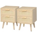 Homcom - lot de 2 tables de chevet - panneau de particules - 40x40x56cm - bois naturel