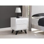 Lot de 2 tables de chevet 2 tiroirs - avec leds - mdf - blanc laqu - saliano