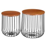 Lot de 2 tables dappoint errano paniers en m�tal tables � caf� tables basses rondes bouts de canap� vintage ...