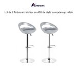 Lot de 2 tabourets de bar en abs de style européen - quiienclee - gris clair - réglable en hauteur Lot de 2 tabourets de bar en abs de style européen - quiienclee - gris clair - réglable en hauteur