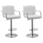 Lot de 2 tabourets de bar blanc avec accoudoirs mike