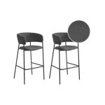 Lot de 2 tabourets de bar bold en velours côtelé avec pieds noirs - gris foncé Lot de 2 tabourets de bar bold en velours côtelé avec pieds noirs - gris foncé