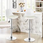 Lot de 2 tabourets de bar contemporains en simili blanc - yiyi - 38 * 34 * (83 - 103) cm
