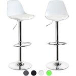 Lot de 2 tabourets de bar design sig - kayelles - blanc - simili - m�tal - ajustable