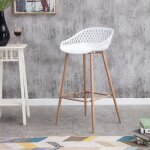 Lot de 2 tabourets de bar irek chaise haute cuisine ou comptoir au design retro en plastique blanc et ...
