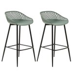 Lot de 2 tabourets de bar irek chaise haute pour cuisine ou comptoir au design retro en plastique vert ...