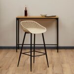 Lot de 2 tabourets de bar irek chaise haute pour cuisine ou comptoir au design retro en plastique beige ...