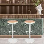 Lot de 2 tabourets de bar - kedia - planche ronde en bois de 36 cm - blanc uni - r�glable en hauteur ...