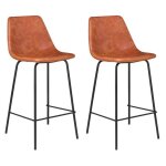 Lot de 2 tabourets de bar vintage lucien cognac - hauteur dassise 65cm