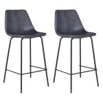 Lot de 2 tabourets de bar vintage lucien gris fonc� - hauteur dassise 65cm
