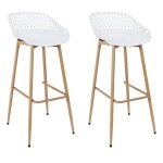 Lot de 2 tabourets de bar - home deco factory - malaga - blanc et marron