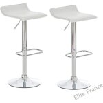 Lot de 2 tabourets de bar pivotants et rglables en hauteur 60 cm - 80 cm blanc - oobest
