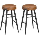 Lot de 2 tabourets de bar en pu avec coutures hauteur assise 63 cm marron caramel - vasagle