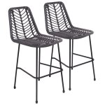 Lot de 2 tabourets de bar en rotin synth�tique noirs oka