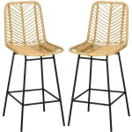Homcom - tabourets de bar - r�sine tress�e rotin pe - 42. 5x52x102cm - jaune